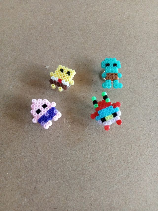 4 botones para crocs Hama Beads Bob Esponja