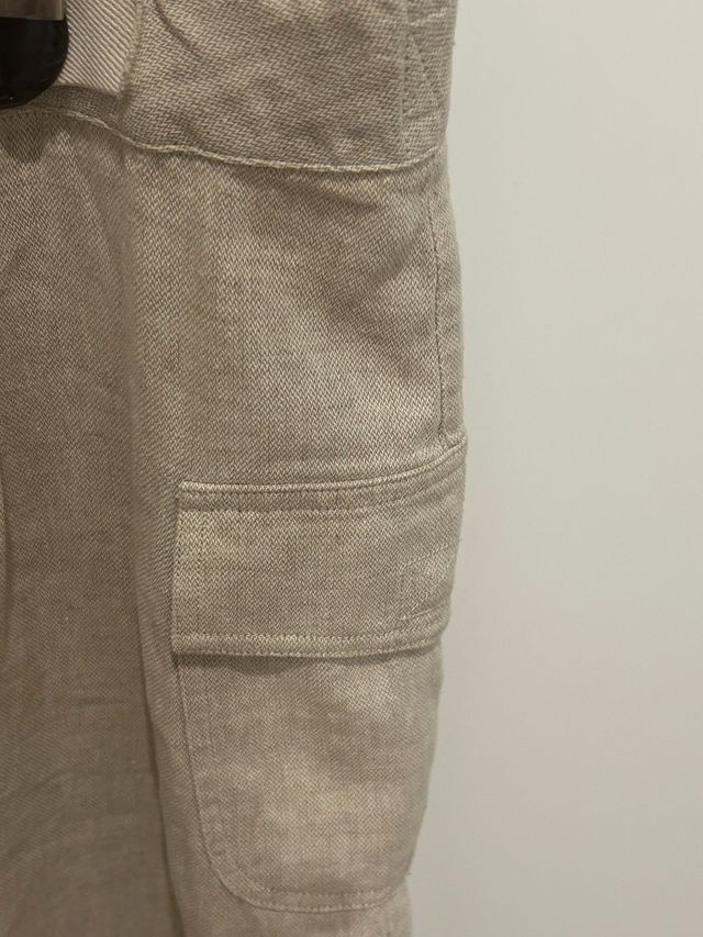 Falda beige lino rodilla