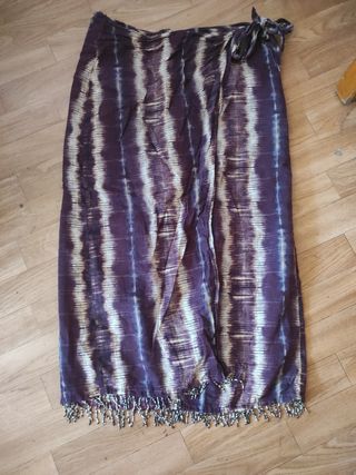 Falda larga marrón y morada