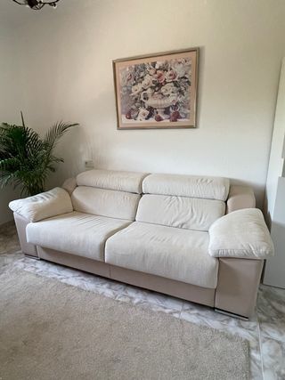 Sofá cama beige - Piel sintética
