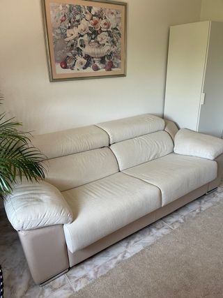 Sofá cama beige - Piel sintética