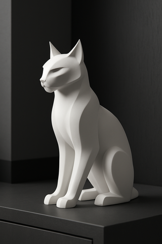 Scultura Gatto 3D Moderna – Decorazione Casa Uffic