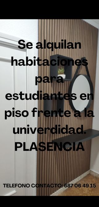 Habitaciones estudiantes Plasencia frente a la uni