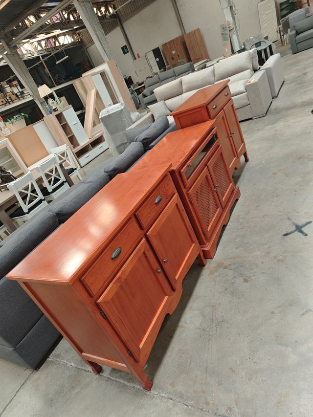 Mesa centro y mueble TV madera