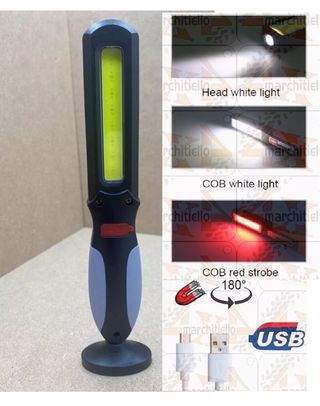 Lampada LED COB portatile - Luce bianca e rossa