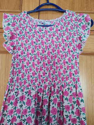 Vestido largo flores rosa blanco