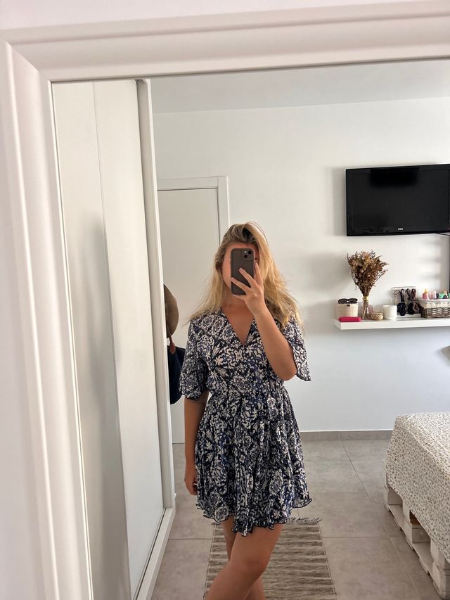 Vestido Zara azul estampado