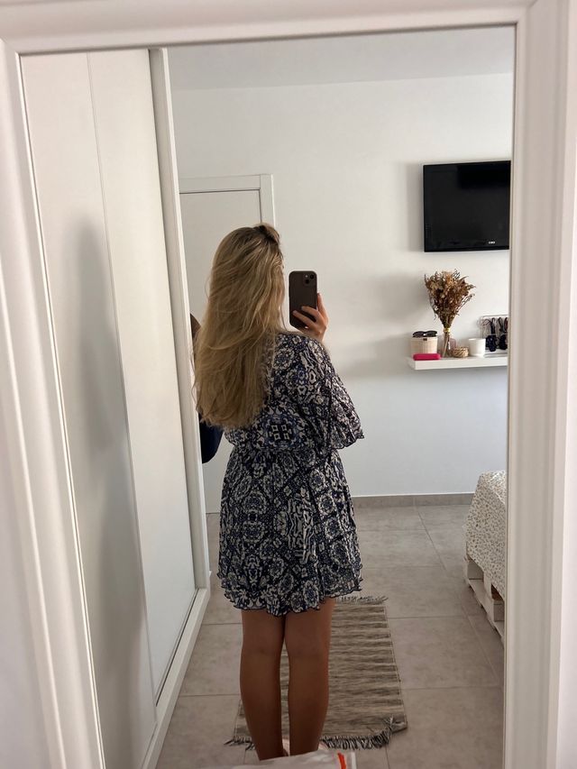 Vestido Zara azul estampado