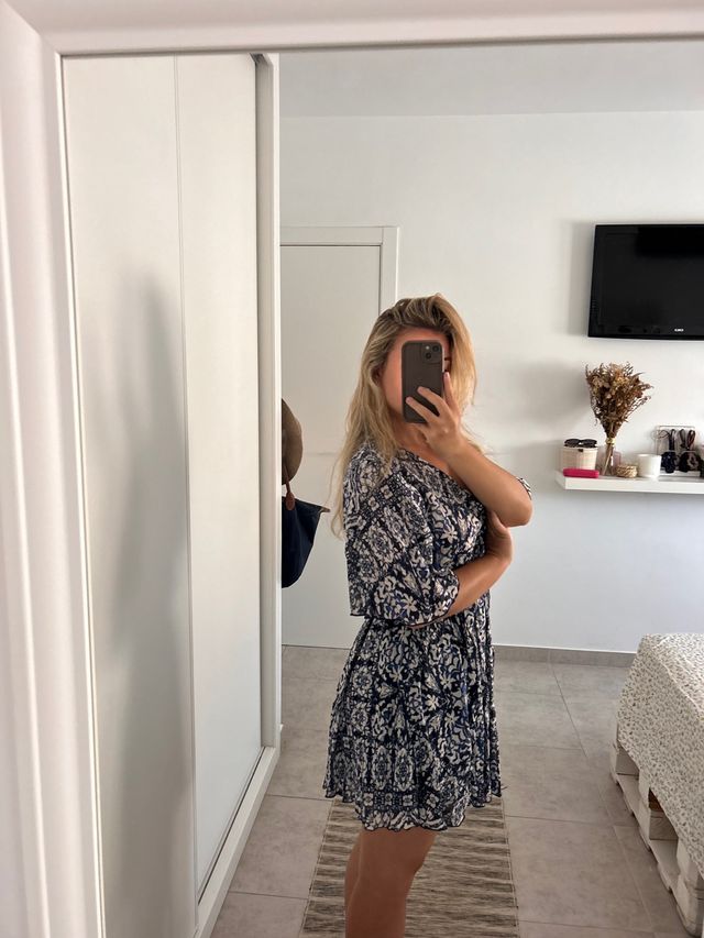 Vestido Zara azul estampado