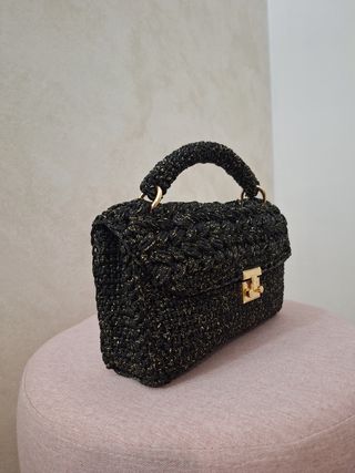 Mini borsa uncinetto nero-oro