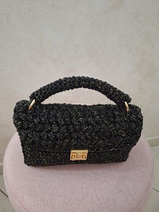 Mini borsa uncinetto nero-oro