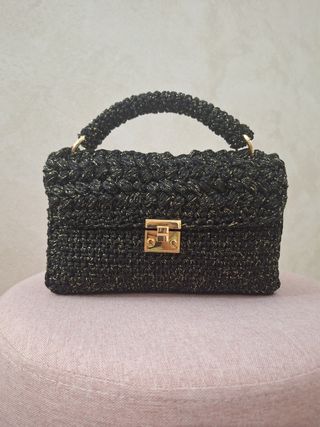 Mini borsa uncinetto nero-oro