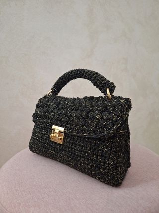 Mini borsa uncinetto nero-oro