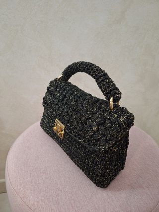 Mini borsa uncinetto nero-oro