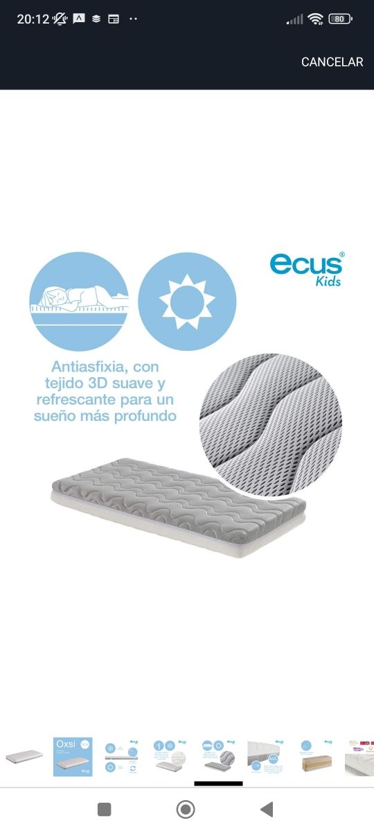 Colchón cuna bebé Ecus Kid Oxsi