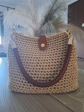 Borsa uncinetto beige