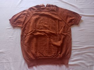 Maglioncino vintage lavorato color mattone, M