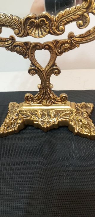 Espejo tocador dorado metal