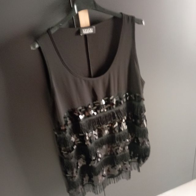 Top paillettes COVERI nero