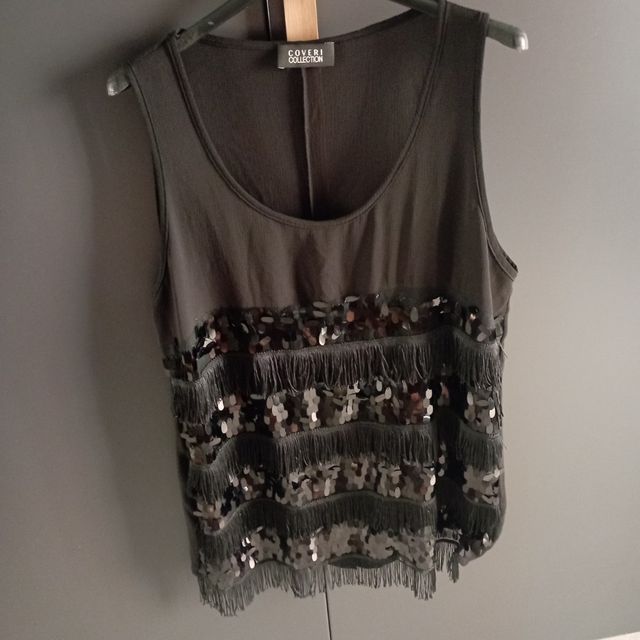 Top paillettes COVERI nero
