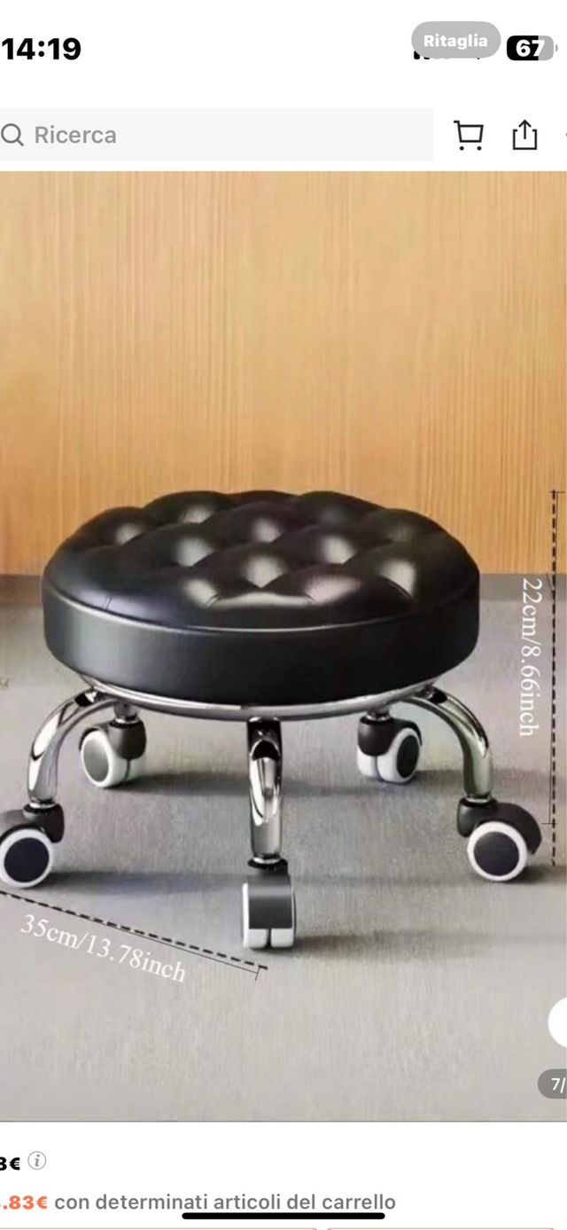 Sgabello girevole nero con ruote