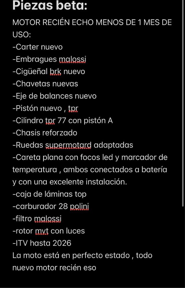 Beta RR 2016, motor recien echo y con ITV