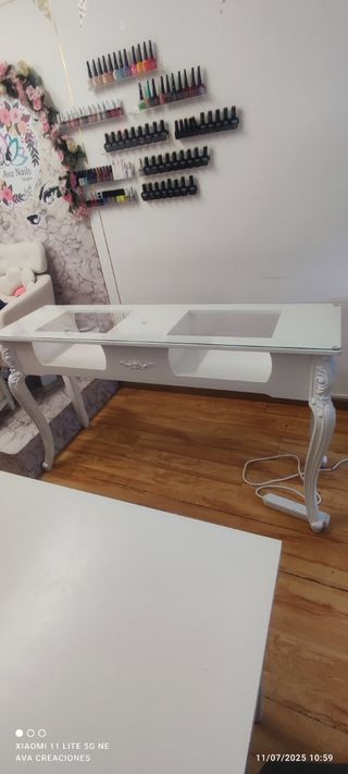 Mesa manicura blanca doble duo