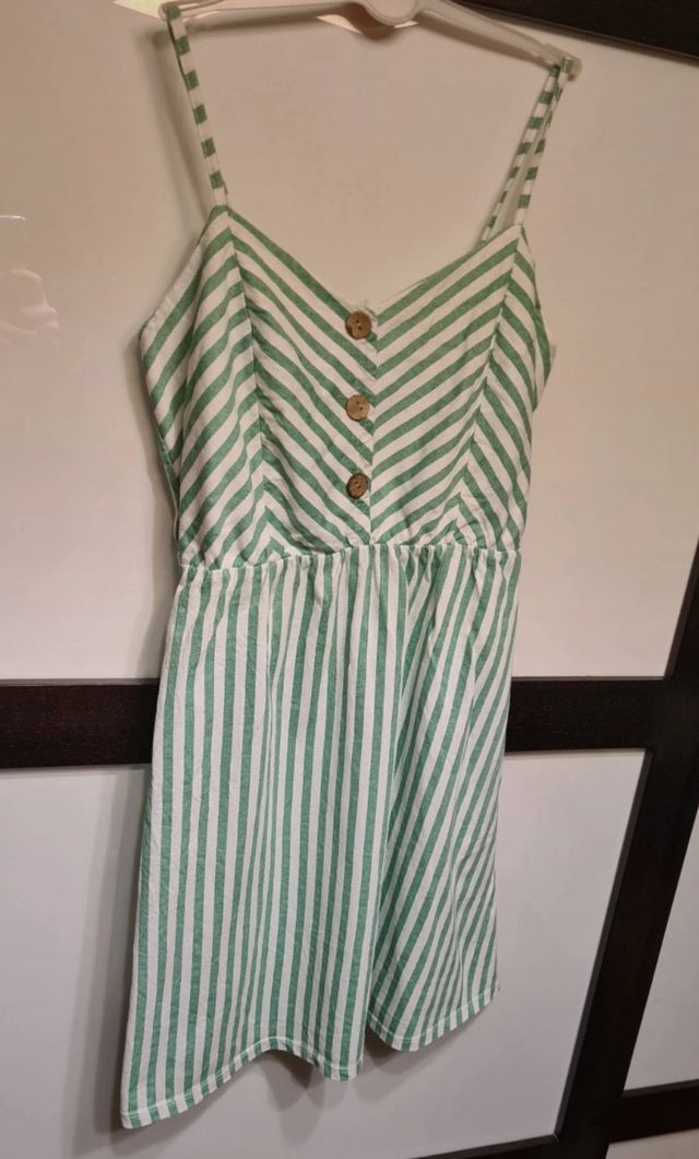 Vestido rayas verde blanco