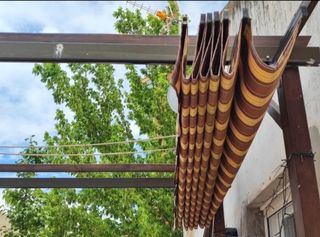 Toldo pérgola madera - marrón/amarillo