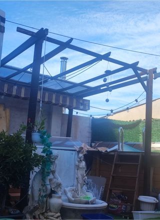 Toldo pérgola madera - marrón/amarillo