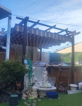 Toldo pérgola madera - marrón/amarillo