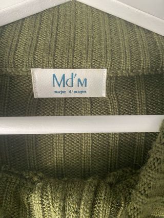 Chaqueta de punto verde con aplucaciones de ante