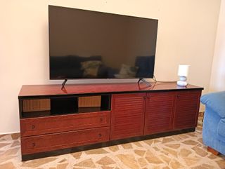 Mueble modular TV + mesa oval extensible +6 sillas