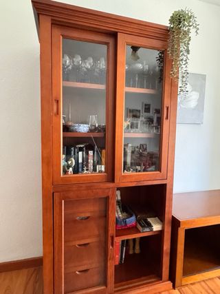 Conjunto muebles salón madera de cerezo maciza