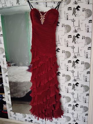 Vestido fiesta rojo largo