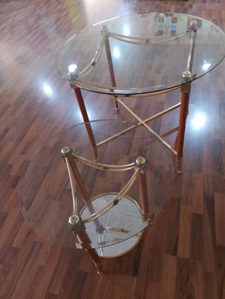 Mesas de centro vintage - cristal y dorado