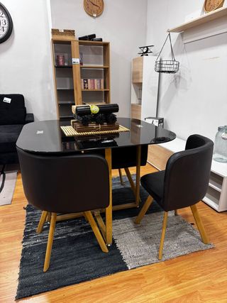Mesa comedor 4 sillas negra