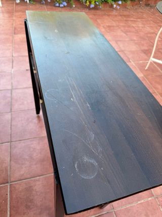Mesa recibidor madera mimbre