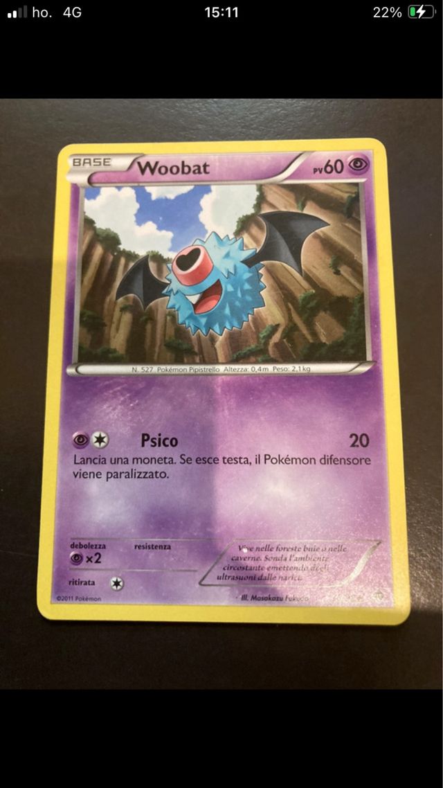 Carta . Pokémon . Woobat - 36/98