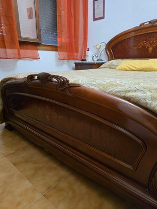 Cama madera 135cm - colchón beige