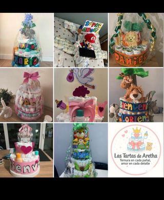 Tarta pañales bebé personalizada