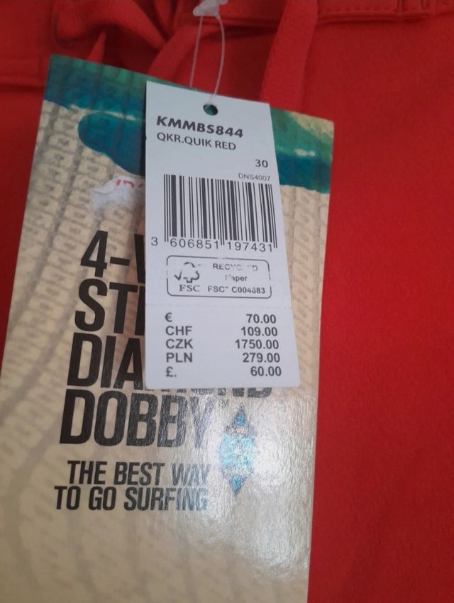 Bañador Quiksilver rojo Talla 30 (M)