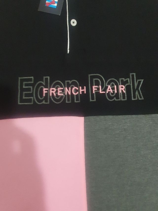 Polo Eden Park negra/rosa talla L