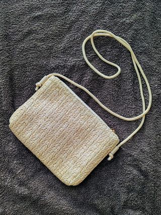 Mini borsa intrecciata beige