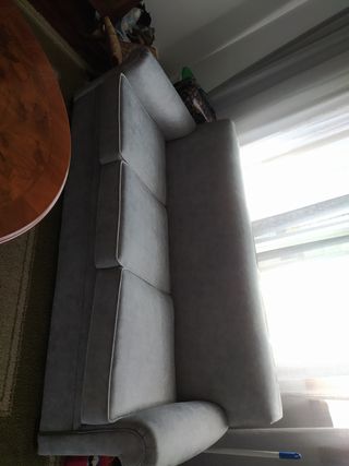 Sofá y sillón grises - Tela suave