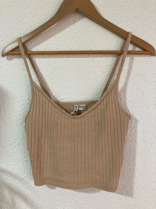 Crop top beige tirantes