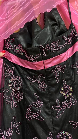 Vestido Fiesta Sonia Pena - Largo Negro Rosa
