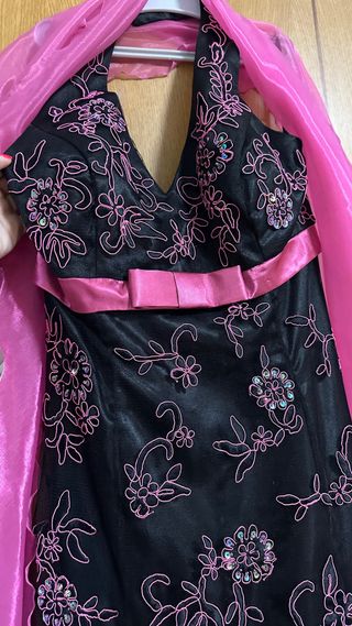 Vestido Fiesta Sonia Pena - Largo Negro Rosa