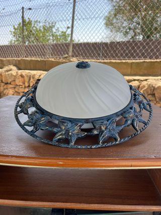 Lampara antigua metal y cristal