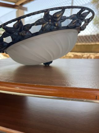 Lampara antigua metal y cristal